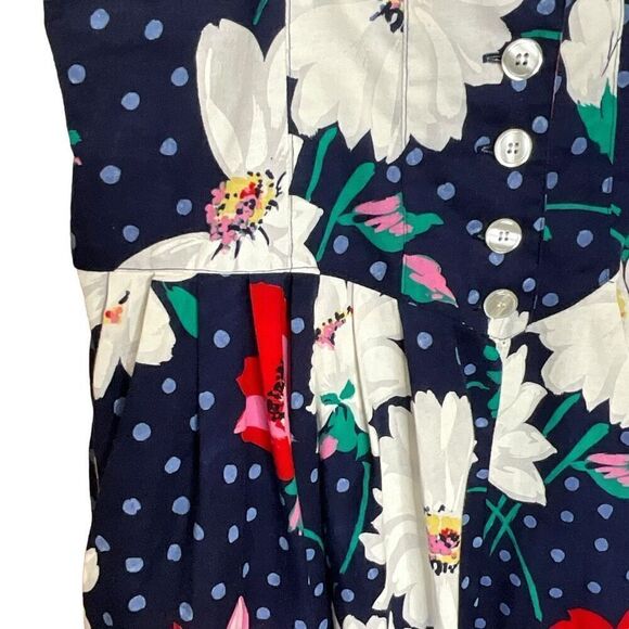 Vintage Clues Collection 10 Overall Dress Black Floral Adjustable Straps Cotton - Picture 3 of 14